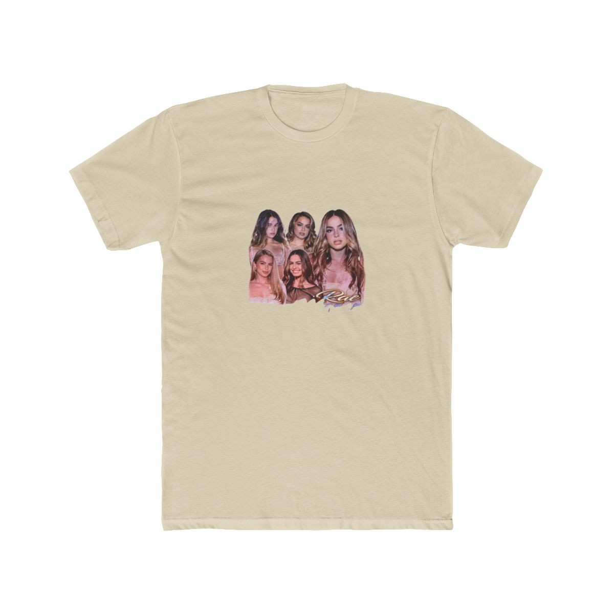 Black T Shirt with the name "ADDISON" in a gradient font. The shirt features a collage of images of a woman. The shirt also has the text "Rae Mararui" in a cursive font - alternate angle 4, merchandise