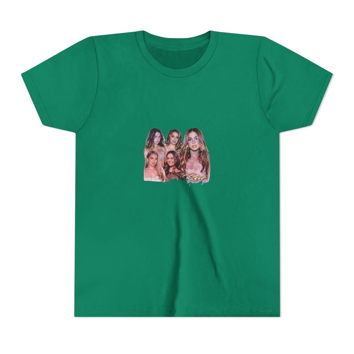 Black T Shirt with the name "ADDISON" in a gradient font. The shirt features a collage of images of a woman. The shirt also has the text "Rae Mararui" in a cursive font (Kids) - alternate angle 4, merchandise