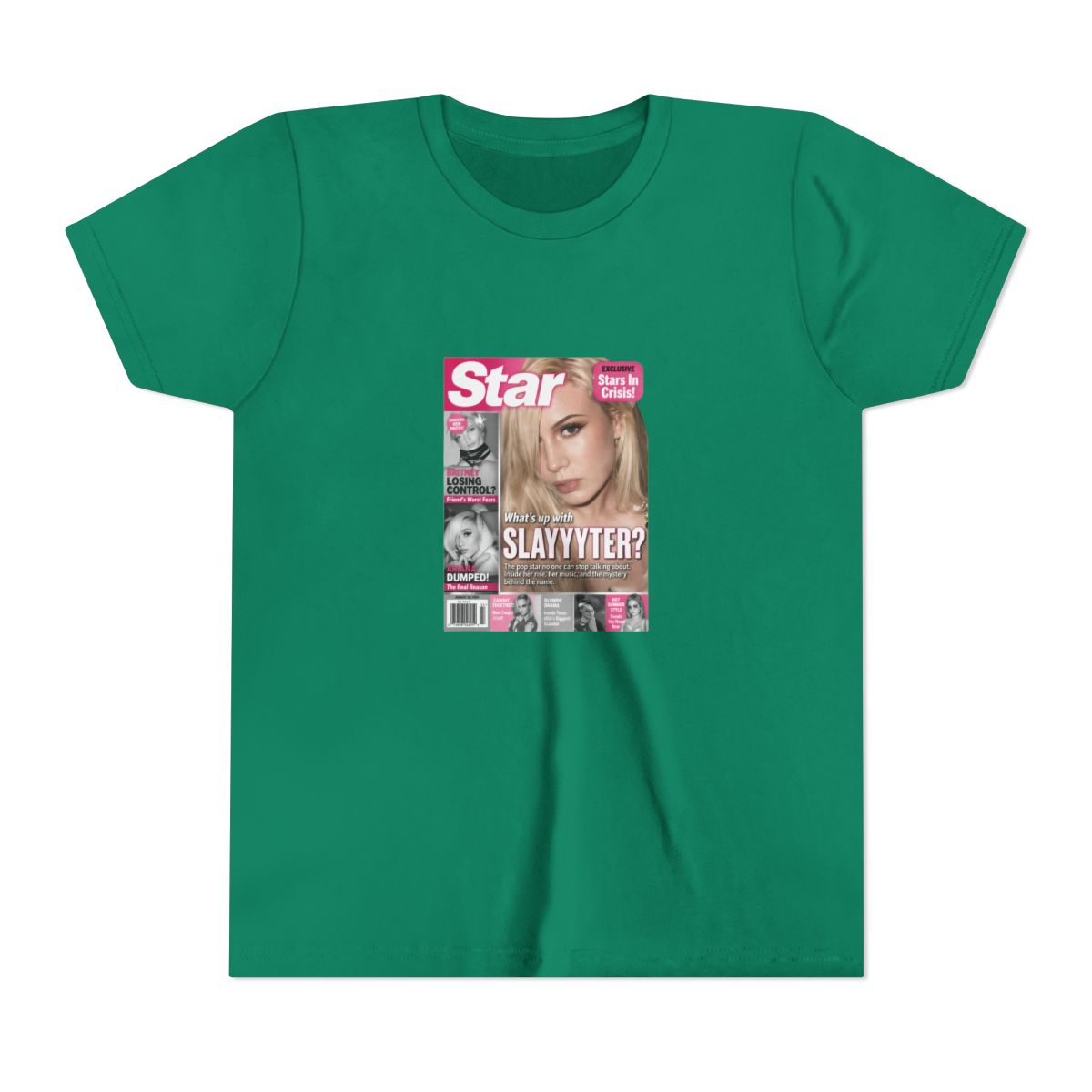 Slayyyter Hyperpop Magazine Cover Kids T Shirt - alternate angle 2, merchandise