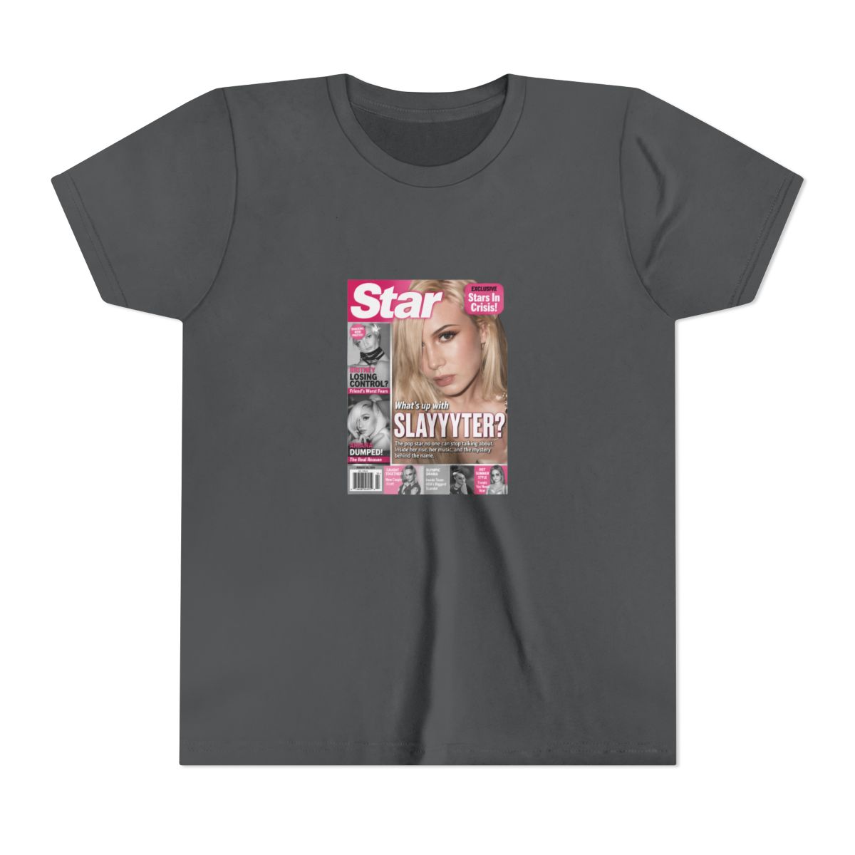 Slayyyter Hyperpop Magazine Cover Kids T Shirt - alternate angle 5, merchandise